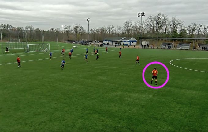 Player Highlight freeze-frame with circle annotation